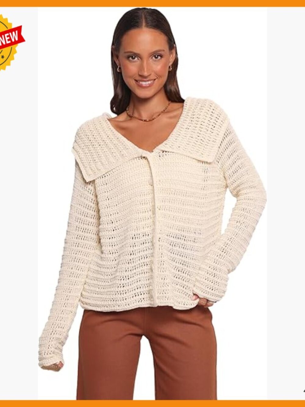 Large Collar Cardigan, Crochet Knit, True to Size, Vintage Inspired